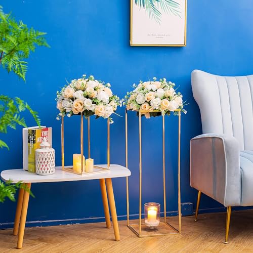 Gold Flower Stand for Table: 31.5” Tall Centerpiece Stand for Wedding Table Reception Floral Center Pieces with Home Decoration Party Event 2 PCS - size: 31.5 INCH-2PCS