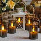 Flameless Small Tea Light LED Candles, Acrylic Battery Operated Votive 1.7" x2.5" with Remote Control and Timer, Tealight Grey Flickering Warm Light Pack of 15 Electric Long Lasting - color: Gray, size: 15 x 2.5"
