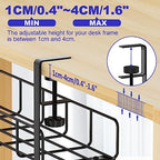 Under Desk Cable Management Tray, 31.5'' No Drill Heavy Duty Steel Cable Tray Organizers, Wire Management Tray Cable Rack with Clamp Mount, Adjustable Metal Under Desk Tray (Black, 2 Pack) - color: Black, size: 2 Pack