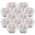 Volens Round Silver Votive Candle Holders, Mercury Glass Tealight Candle Holder Set of 12 - color: Silver
