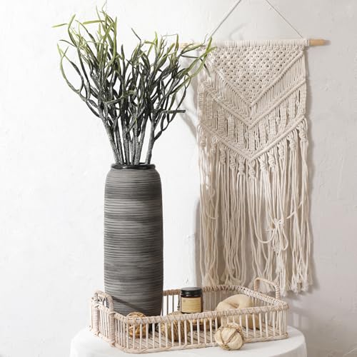 ALMA Black Tall Floor Vase for Pampas Grass, 18'' Gray Extra Large Floor Vase for Home Decor, Big Unique Ceramic Flower Vases for Living Room Floor,Fireplace,Mantel Decoration - color: Bottle-black-18"