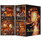 Book Nook Kit, Book Nook Kits for Adults DIY Booknook Model Build, DIY 3D Wooden Puzzle Bookend Booknook Bookshelf Insert Miniature Dollhouse Kit for Home Decoration - style: The Ancient Bar