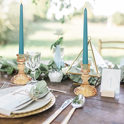 DARJEN Candlestick Holders Set, 4" H Taper Candle Holders Bulk, 12Pcs Gold Glass Candle Holders for Wedding, Festival, Party & Windowsill Decor - color: Gold Striped Pattern