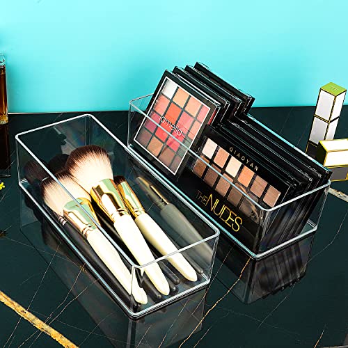 JessLab Acrylic Organizer, 2PK Cube Sections Makeup Organizer for Drawer, Makeup Organizer for Vanity, Countertop, Bathroom, Kitchen and Cabinet Storage(1+1 Compartment) - style: 1+1 Compartment