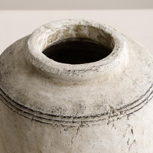 Ceramic Flower Vase, Rustic Farmhouse Terracotta Vase for Home Decor, Aesthetic Decorative Pottery Vases for Table Centerpiece, Living Room, Bookshelf, Bedroom, Kitchen, 7.28" (Small) - size: Small