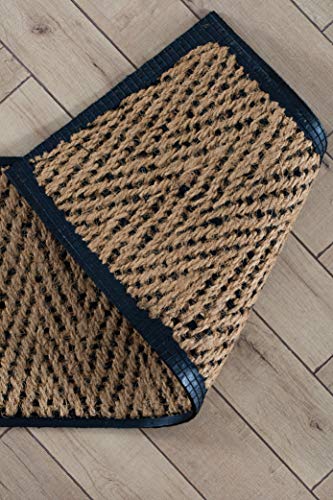 Anji Mountain AMB0BT2F-003 Black Rubber Boot/Shoe Tray with Coir, Fits 2 Pair (24.5" Wide), Tan & Black Insert - color: Tan and Black Insert, size: 24" x 14" x 1.5"