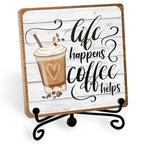 Coffee Lover Gifts for Women Men, Funny Coffee Bar Accessories, Table Decorations Supplies, Desk Shelf Cubicles for Bar Decoration Plaque Gifts - style: coffee sign 10