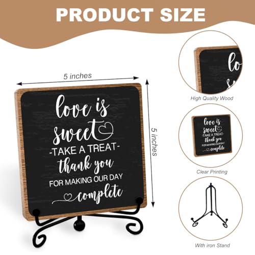 Funny Wedding Decor, Love Is Sweet Enjoy A Treat Sign Plaque, Lovely Gifts for Women Men Wedding Party Table Accessories Decorations, Bridal Shower Dessert Desk Sign - style: Wedding Sign