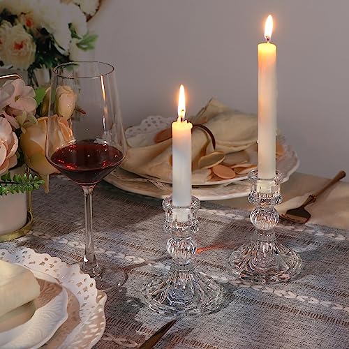 DARJEN Candlestick Holders Set, 4" H Taper Candle Holders Bulk, 12Pcs Glass Candle Holders for Wedding, Festival, Party & Windowsill Decor - color: Clear