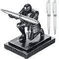 Spakon Knight Pen Holder with 2 Pens Resin Desk Organizers and Accessories Funny Executive Pen Stand Fancy Cool Office Gadgets Cool Desk Decorations for Men Home Supplies(Classic,Iron)