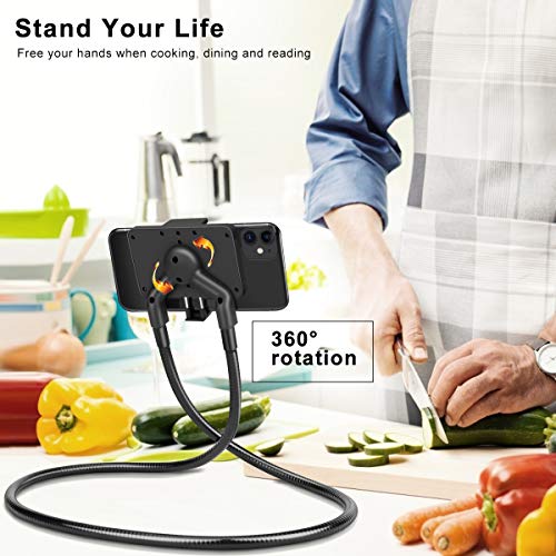 B-Land Cell Phone Holder, Universal Mobile Phone Stand, Lazy Bracket, DIY Flexible Mount Stand with Multiple Function (Black) - color: Black