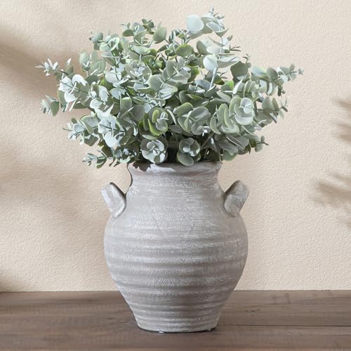 Ceramic Farmhouse Flower Vase, 7.36 Inch Rustic Decorative Vintage Vases for Home Decor Table Living Room Kitchen Bedroom Shelf Mantel Wedding Centerpiece - color: Rustic-25011-2