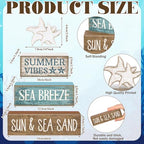 Yuntau 4 Pcs Summer Beach Decorations for Home Beach Tiered Tray Decor Starfish Coastal Rustic Starfish Wooden Block Table Sign Stacked Book Nautical Table Centerpiece for Farmhouse Office Desk Shelf - style: Retro Starfish