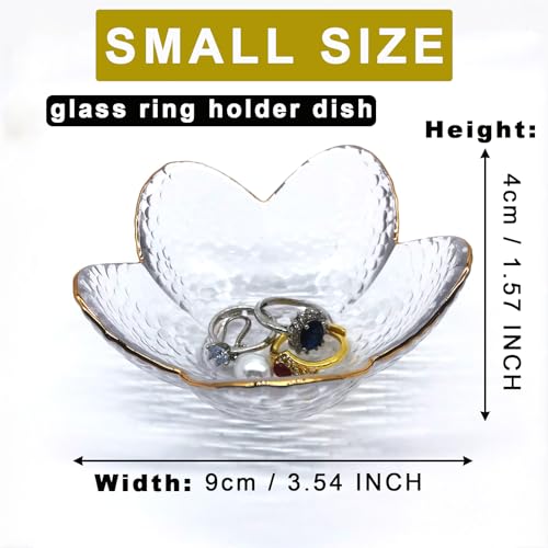 Small Ring Dish Jewelry Bowl, Glass Jewelry Dish Trinket Bowl, Crystal Ring Holder Dish Jewelry Plate, Nightstand Decor Jewelry Holder Dish, Engagement Gift Jewelry Tray Dish for Rings, Keys - color: Clear