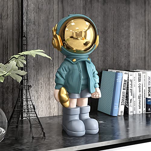 EZ4ENCE Figurine Statue Astronaut Sculpture Spaceman Decor,Sculpture for Home Decor,Arts Blue Shelf Decoration,Cool Metal Mask Table Decor,Large Spaceman Figure Ornament - color: Blue, size: Large