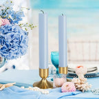 16Pcs Gold Candle Holders Metal Taper Candlesticks Holders Short Skinny Brass Candlestick Holders Candlestick Holders Bulk for Wedding Thanksgiving Centerpieces Christmas Birthday Party Holiday (16)