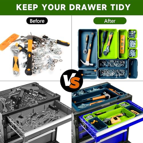 Tool Box Organizer Tray, Toolbox Desk Drawer Organizer, Tool Box Tray, Toolbox Organization Storage for Rolling Tool Chest (60PCS (Blue+Green)) - color: 60PCS (Blue+Green)