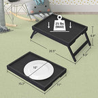 Artmeer Bed Tray Table with Folding Legs,Bamboo Breakfast in Bed for TV Table, Laptop Computer Tray,Eating,Snack Tray(Black) - color: Black, size: Medium