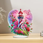 5D Tabletop Diamond Art Kit Rose Lighthouse, Stand Up Special Shaped Crystal Diamond Art Desktop Kits for Adults, DIY Diamond Art Paintng Kits Craft, Box Package - color: Rose Lighthouse