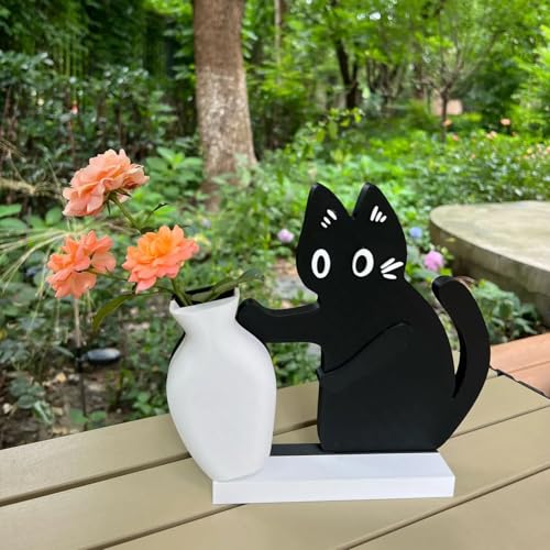 Cat Push Flower Vase for Home Decor Cute Vases for Table Room Decor Unique Lollipop Vases for Women Cat Lover Birthday Gifts (Big) - size: Big