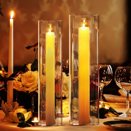 Hurricane Candle Holder,Open Ended Glass Candleholder Multiple Size Choices,Clear Cylinder Glass Candle Holder for Wedding Centerpieces, Home Decor(6 PCS,H:12" D:4") - size: 4''×12''H 6PCS