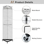 Triangular Grid Wall Panels for Vendor Booth - Gridwall Display Stand with Accessory 24 Hooks, 1 Set Display Racks for Vendor Events (Black)