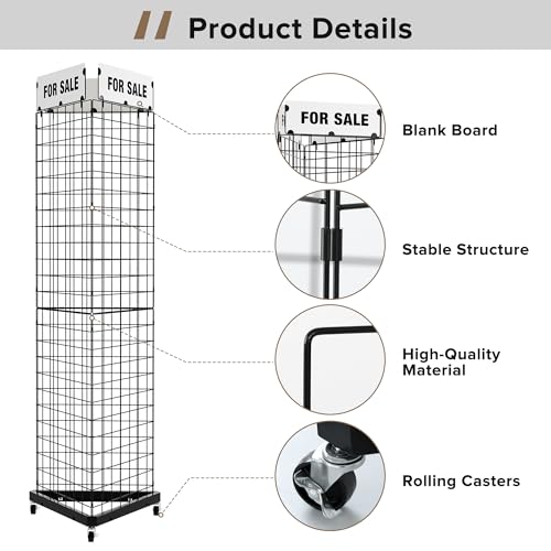 Triangular Grid Wall Panels for Vendor Booth - Gridwall Display Stand with Accessory 24 Hooks, 1 Set Display Racks for Vendor Events (Black)