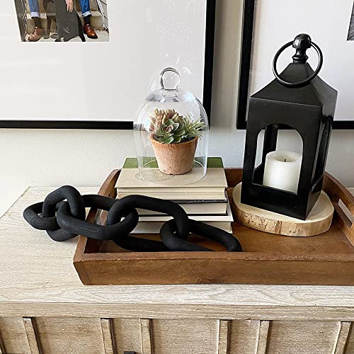 HMASYO Black Wood Chain Link Decor, 5-Link Wooden Decorative Chain Home Decor Accents, Coffee Table Decor, Shelf Decor Aesthetic, Modern Bookshelf Table Decorative Objects for Living Room - color: Black-5, size: 22"D x 3.9"W