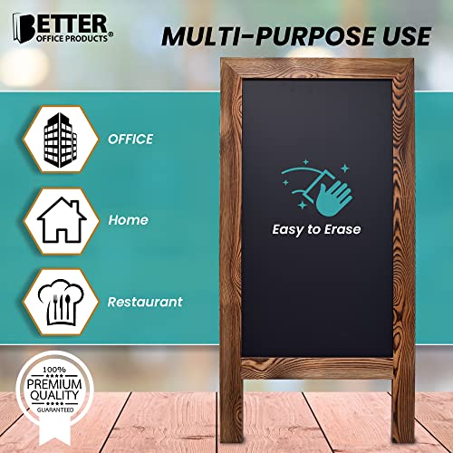 Better Office Products Magnetic A-Frame Chalkboard Sign, Extra Large 20" x 40", Standing Chalkboard Easel, Deluxe Set with Multiple Accessories, Outdoor Sidewalk Sandwich Board Sign,(Rustic Brown) - style: Rustic Brown