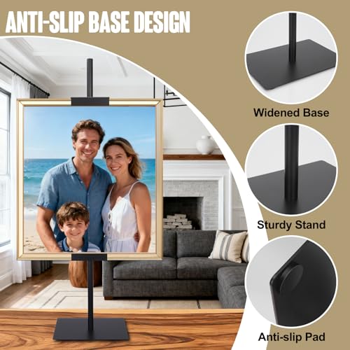 Sturdy Tabletop Picture Frame Stands, Adjustable Size Table Easels, Heavy Metal Base for Display,Picture Frame Holder Art Display Stand, Signs, Canvas (Black)