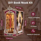 Book Nook Kit, Simple Booknook Bookend, Miniature Dollhouse House Kit for Beginner, DIY 3D Puzzle Model with LED Light and Dust Cover - Jesus Christ Church Cathedral - style: Cathedral