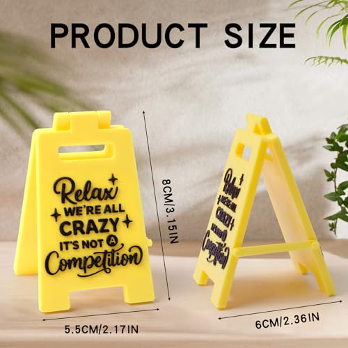 Relax We Are All Crazy It’s Not A Competition 3D Printed Funny Desk Sign, Playful Office Stress Relief Gag Gift for Colleagues, Friends, White Elephant Gift for Cubicle, Home Office, Break Rooms Decor - color: RELAX
