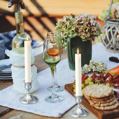 Candlestick Holders Taper Candle Holders, 6PCS Silver Candle Holder Set for Table Centerpiece, Vintage Candle Stand for Table Centerpieces, Home Decor,Weddings,Festival and Parties (6, Silver) - color: Silver