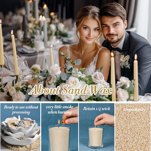 Sukh Nude Snow Pearled-Candles with Wicks - DIY Candle Sand,Pearled Sand Wax with Wicks,Pearled Wax,Refillable for Weddings,Partie,Halloween,Christmas,Thanksgiving - color: Nude