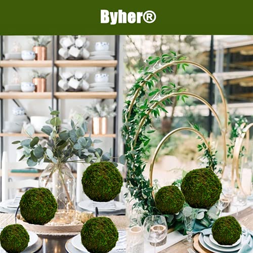 BYHER Natural Green Moss Decorative Ball,Handmade (3.5"-Set of 6) - size: 3.5"-set of 6