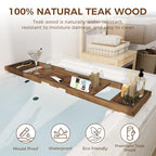 Teak Bathtub Tray - Luxury Bath Tray with Expandable Handles, Wine Glass and Phone Holders, Book Stand - Perfect for Home Spa Relaxation and Reading - Natural Bath Accessories - Dark Walnut Color - color: Dark Walnut-expandable