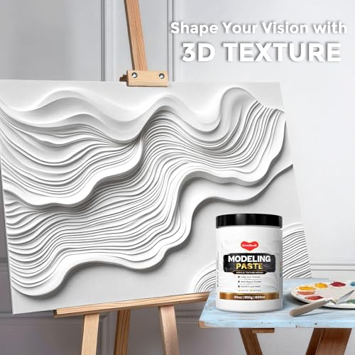 Smallbudi Modeling Paste 600 ml / 30 oz - High Density Acrylic Medium for Texture Art and Thickness, Structural Molding Texture Paste for Acrylic Painting, Canvas, Sculpture, Art Projects, 3D Effect