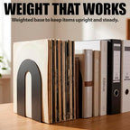Officemate Heavy Weighted Bookends, Sturdy Office & Home Shelf Organizers, Set of 2 Black Metal Book Supports (93182) - size: Letter