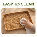 Set of 3 Rattan Serving Trays – Handwoven Wicker Trays for Bathroom, Kitchen, Coffee Table, Ottoman; Modern Farmhouse, Boho, Rustic & Coastal Home Decor - style: Natural Rattan Trays