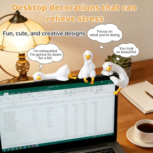 Mini Resin Goose Figurines, 3PCS Cute Goose Figurines for Computer Monitor, Car Dashboard, Office Desk, Stress Relief & Anxiety Relief Gifts, Funny Desk Buddy, Cool Desk Accessories