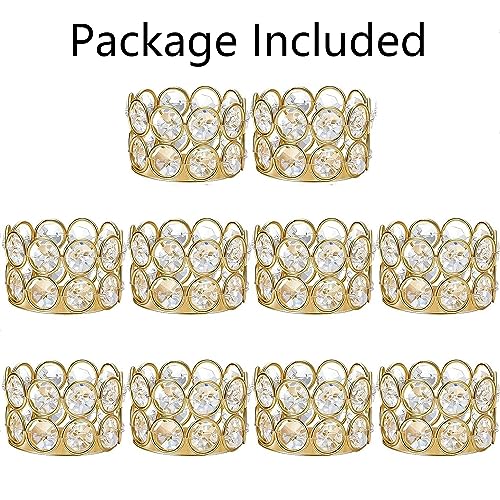 Gold Crystal Tea Light Candle Holders Bowl Tealight Candle Holders, Decorative Cylinder Diamond Votive Candle Stand Table Centerpieces Wedding, Party, Home Decoration