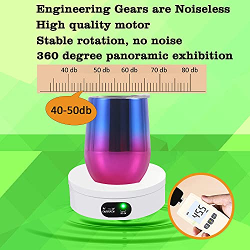 YVV Turner Cup Rotating Display Stand for Epoxy Glitter Tumbler, 360 Degree Automatic Mute Rotating Turntable for Photography Products Tumbler Making Supplies Spinner 4.72*1.77in Motorized Rotation - size: 4.72 x 1.77 inch