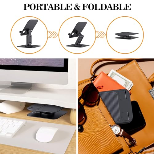 OCYCLONE iPad Stand, 360° Rotating Adjustable Foldable iPad Tablet Holder for Desk Compatible with Kindle Tablet iPad 4" - 15.6" Portable Monitor Stand, Black