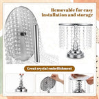 Bokon 6 Pcs Crystal Cake Stand Round Dessert Cupcake Holder Metal Stand Table Cake Pedestal with Crystal Pendant Wedding Bead Dessert Cupcake Pastry Display Plate for Wedding Birthday Party (Silver) - color: Silver