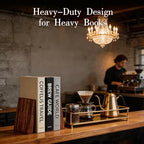 Natural Walnut Wood Bookends for Shelves – Heavy Duty Book Organizer