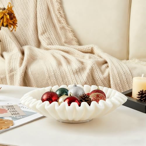 Marble Decorative Bowl, Modern Handicraft Bowls for Home Decor,Jewelry Tray, Decorative Fruit Bowl for Kitchen Counter, Stylish Key Bowl,Christmas Ornament Tray.