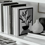Peacoblue Metal Bookends for Shelves, Modern Decorative Heavy Duty Study Book Ends Stoppers for Office, Desk, Shelf, Room 5.3"x4.3"x7.9" Cast Iron Simple Tall Bookends 1 Pair (Bohemian Leaves) - style: Bohemian Leaves