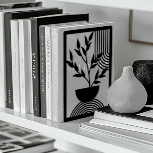 Peacoblue Metal Bookends for Shelves, Modern Decorative Heavy Duty Study Book Ends Stoppers for Office, Desk, Shelf, Room 5.3"x4.3"x7.9" Cast Iron Simple Tall Bookends 1 Pair (Bohemian Leaves) - style: Bohemian Leaves