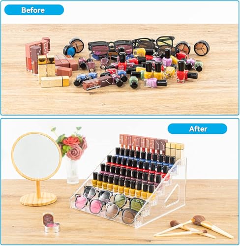 Pero Pero Nail Polish Organizer Acrylic Display Rack for Nail Polish Holder Sunglasses Organizer Essential Oils Holder Clear Eyeglasses Display Case Makeup Organizer - style: 7Layers