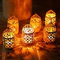 JHY DESIGN 6 Pcs Wedding Centerpieces 5.5 inch Height Small Metal Candle Stick Holder Hanging Birdcage Tealight Lantern Hollow Candle Holders for Table Valentine Patio Indoor Outdoor (Cream White) - color: Cream White
